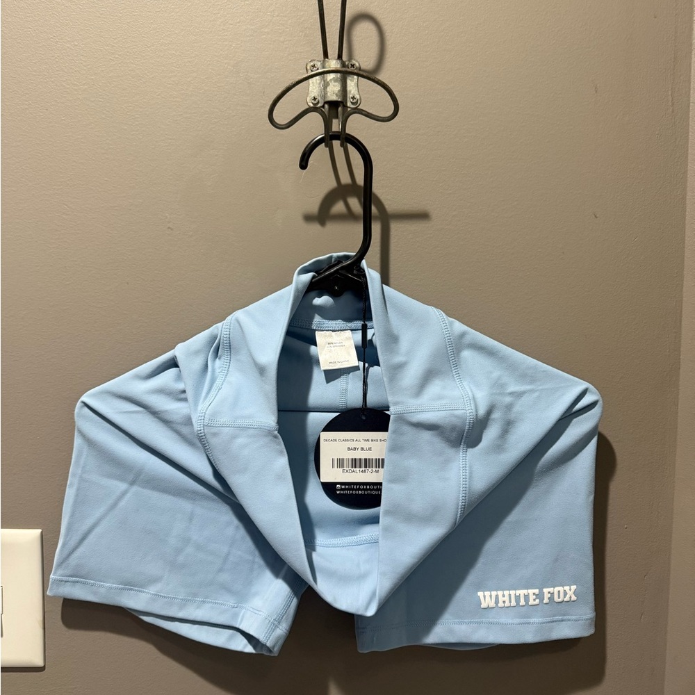 White Fox Light Blue Cropped Jacket